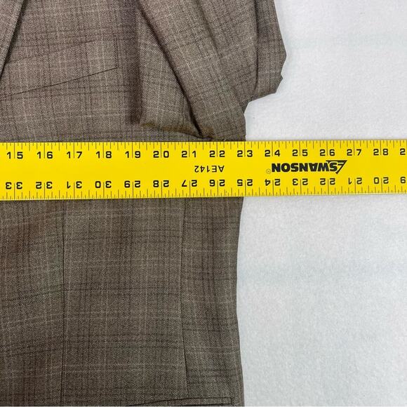Lauren Ralph Lauren Sports Blazer Mens 44R Silk Wool Blend Plaid Taupe - Picture 11 of 13